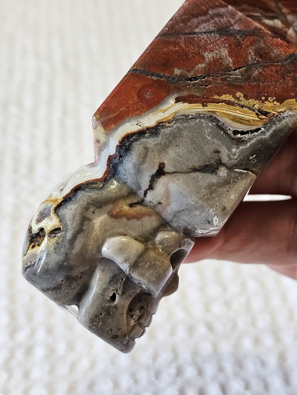 Natural Mexican Lace Agate Crystal Skull Tower - Picture 9 of 12